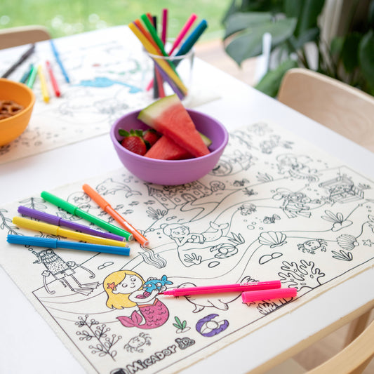 Micador Colour Wash Repeat Placemats Back Yard & Mermaids Spotty Dot Kids