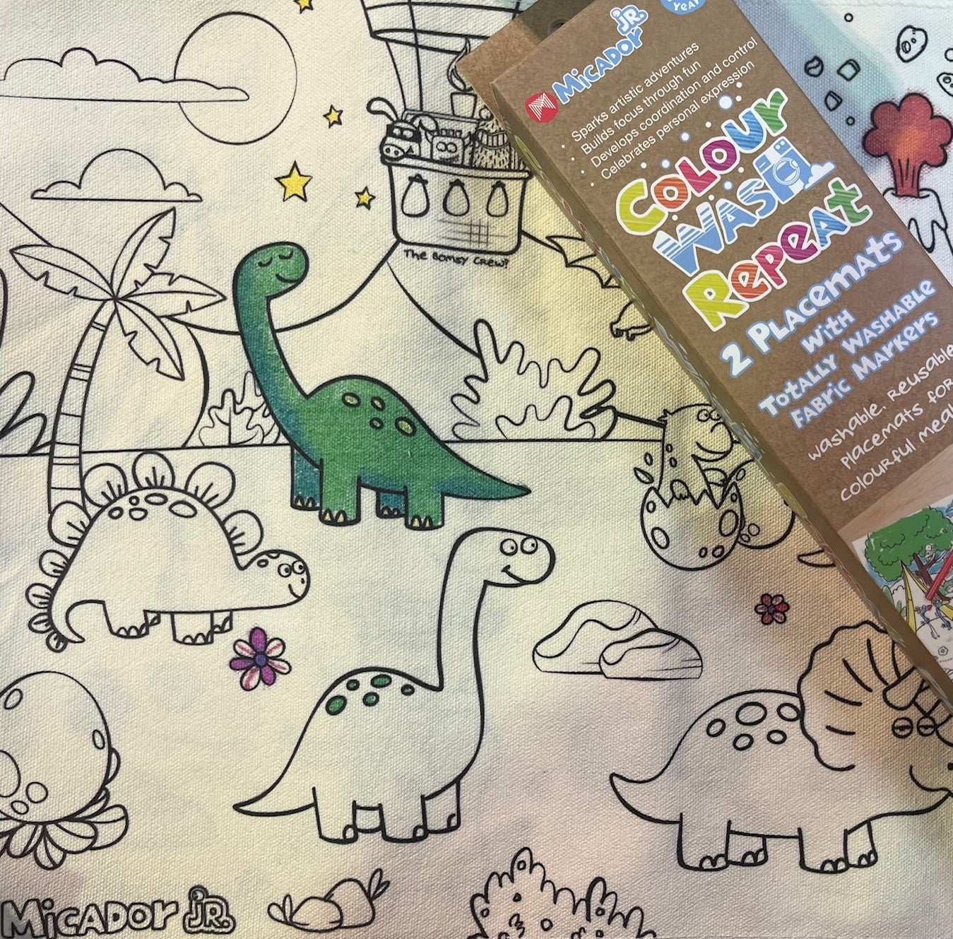 Micador Colour Wash Repeat Placemats Dinosaurs & Camping Spotty Dot Toys