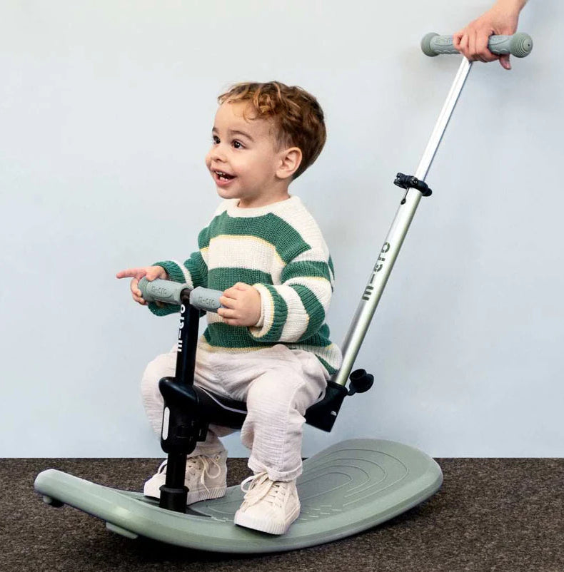 Micro Rock & Go 6-in-1 Rocker Ride On Scooter Olive Sage Spotty Dot Toys