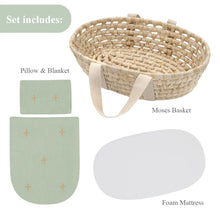 Load image into Gallery viewer, Moses Doll Basket Sage - Spotty Dot
