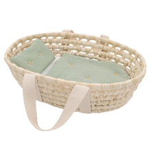 Load image into Gallery viewer, Moses Doll Basket Sage - Spotty Dot
