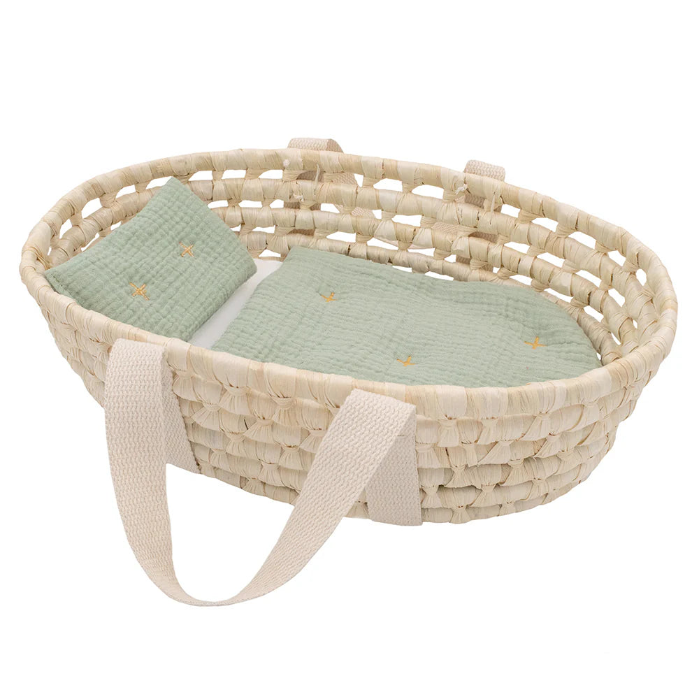 Moses Doll Basket Sage - Spotty Dot