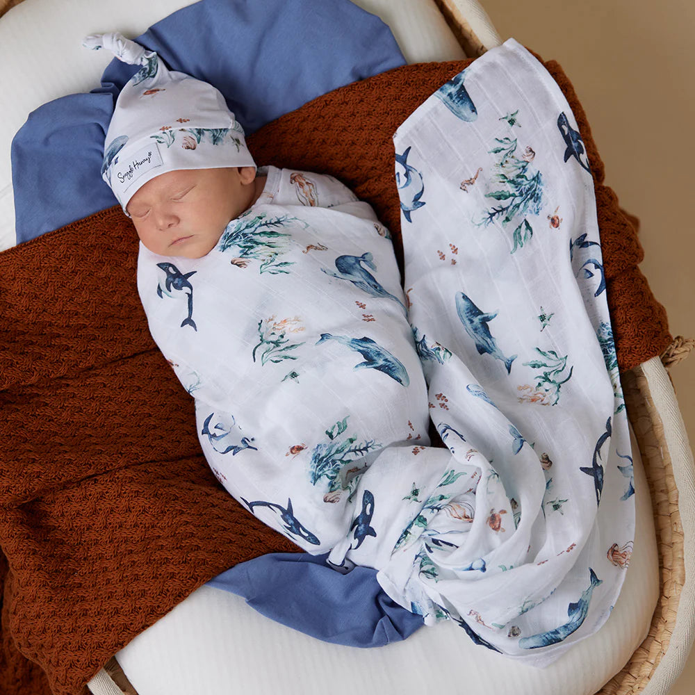 Ocean Muslin Organic Wrap Spotty Dot Baby