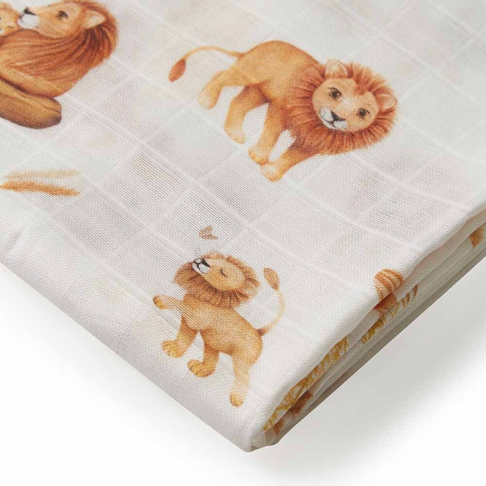 Organic Cotton Lion Muslin Wrap Spotty Dot