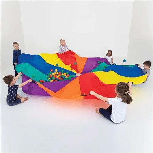 Rainbow Parachute 4mtr Party Event Hire Spotty Dot Toys