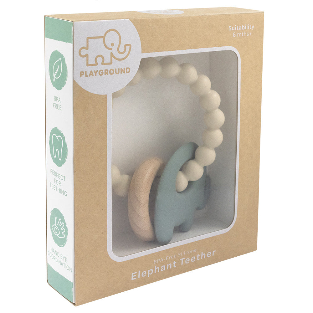 Sage Elephant Silicone Teether - Spotty Dot AU