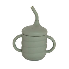 Load image into Gallery viewer, Silicone two hand Sippy Cup Olive - Spotty Dot
