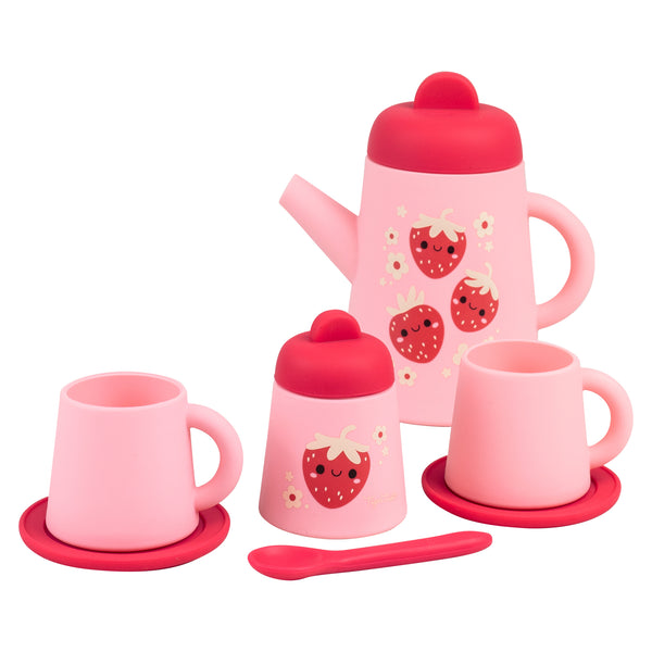 Silicone Tea Set - Strawberry Patch - Spotty Dot Toys AU