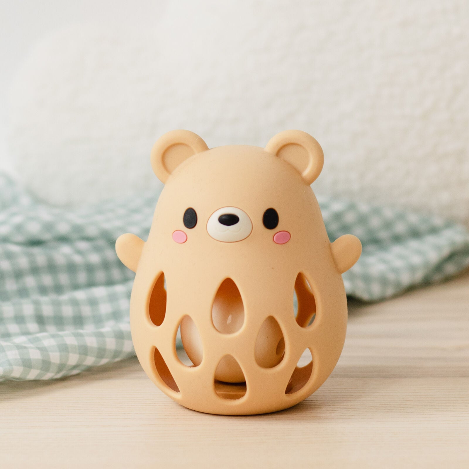 Silicone Bear Rattle Spotty Dot Baby 