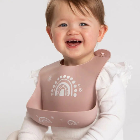 Silicone Catch Bib Baby Feeding Pink Spotty Dot 