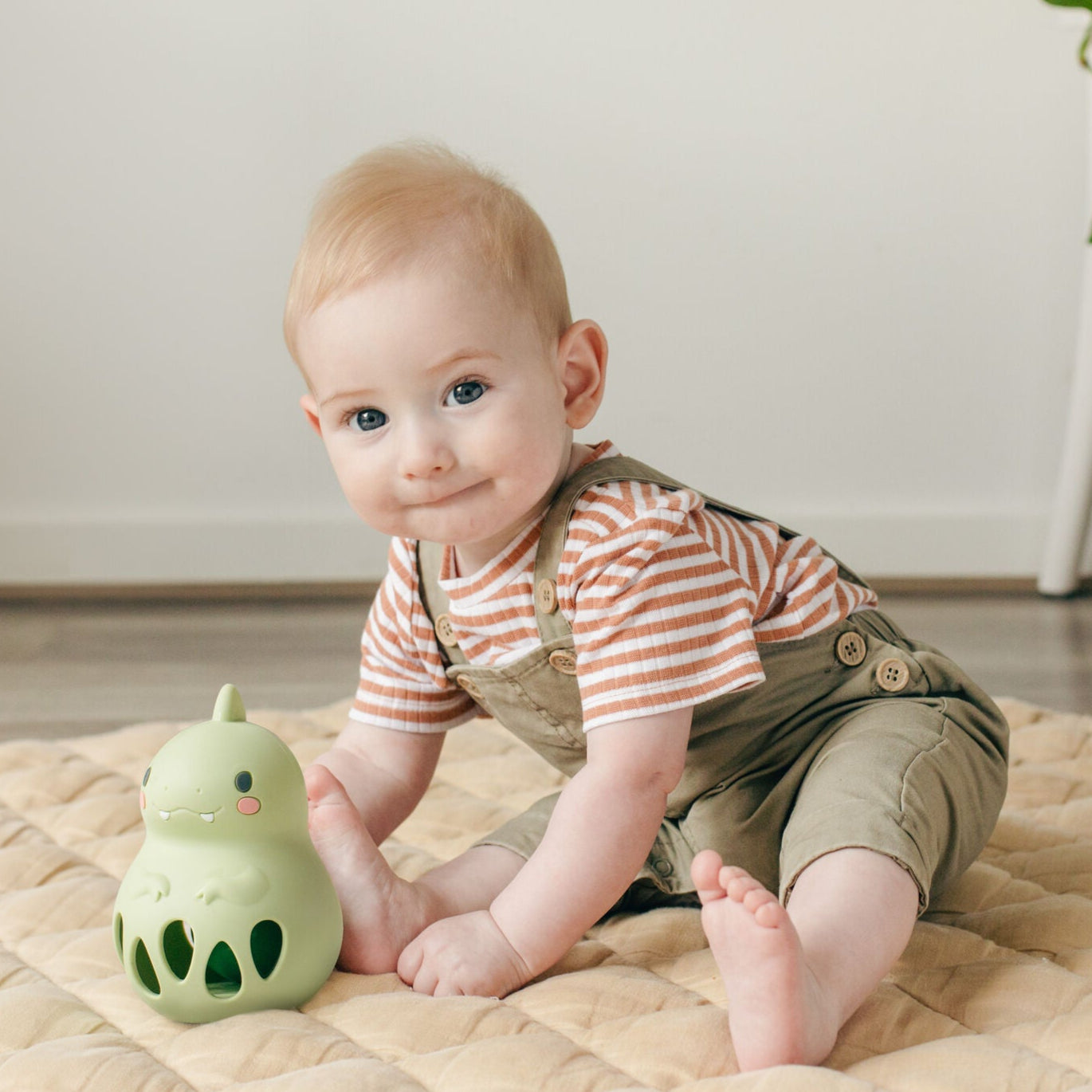 Silicone Dino Rattle Toy & Teether Spotty Dot Tiger Tribe