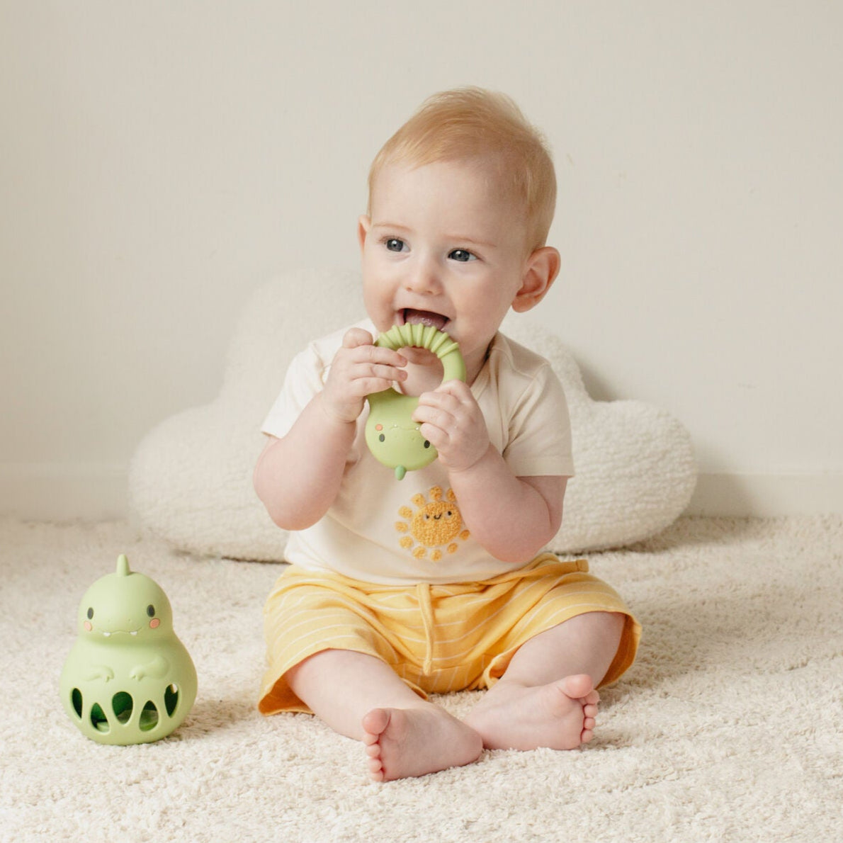 Silicone Dino Rattle Toy & Teether Spotty Dot Tiger Tribe