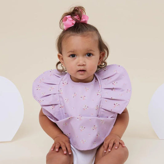 Snuggle Bib Lilac Bloom Frill Spotty Dot