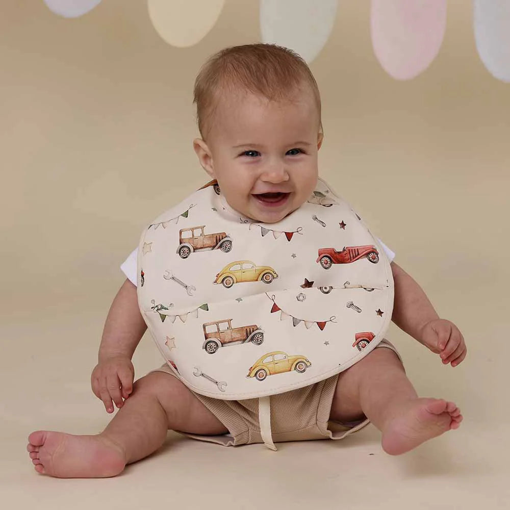 Snuggle Bib Vintage Cars Spotty Dot Baby