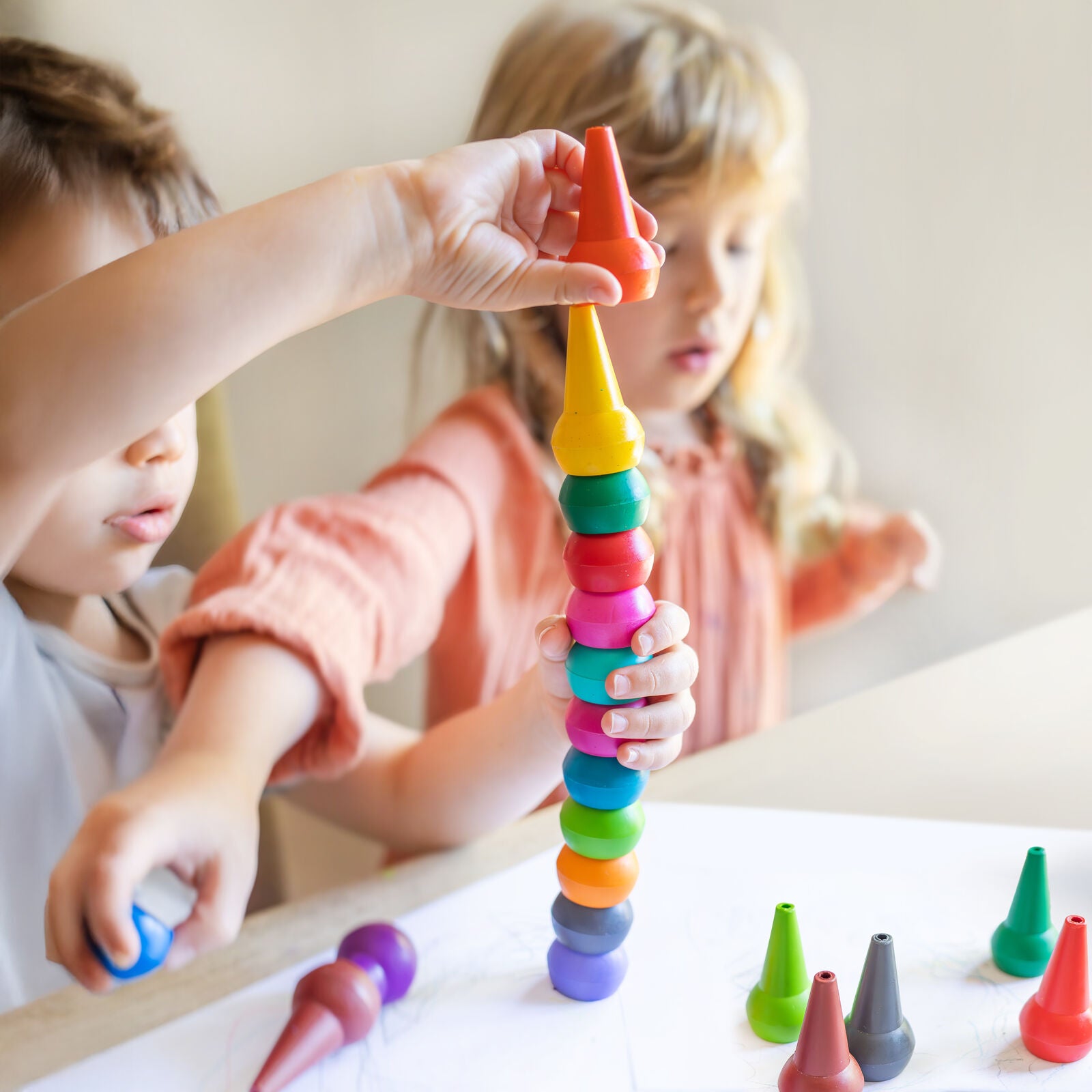 Stackable Crayons Candy Colours Spotty Dot Toys