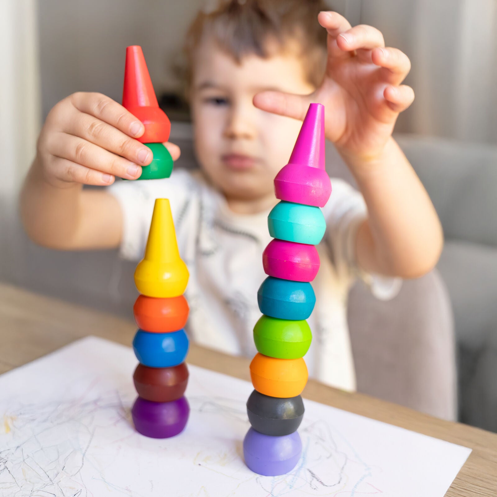 Stackable Crayons Retro Rainbow Spotty Dot Toys
