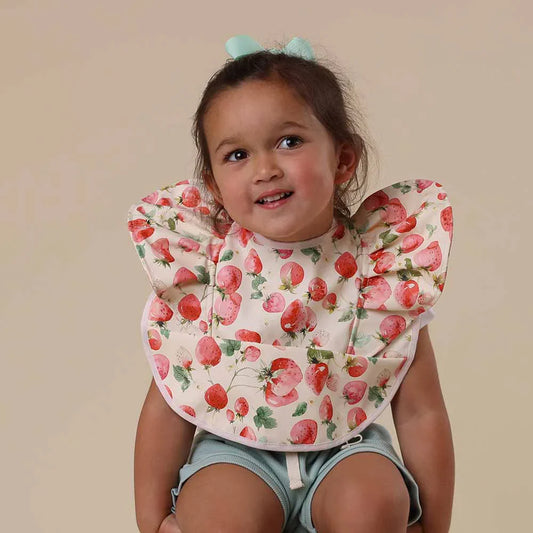 Strawberry Waterproof Frill Bib Spotty Dot Baby