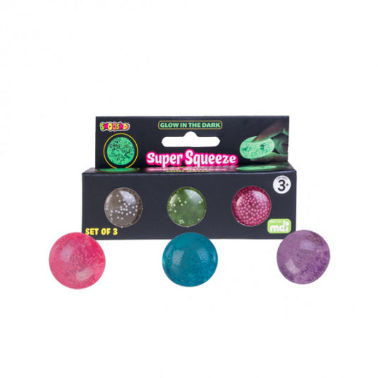 Super Squeeze Glow in the Dark Set of 3 Mini Balls