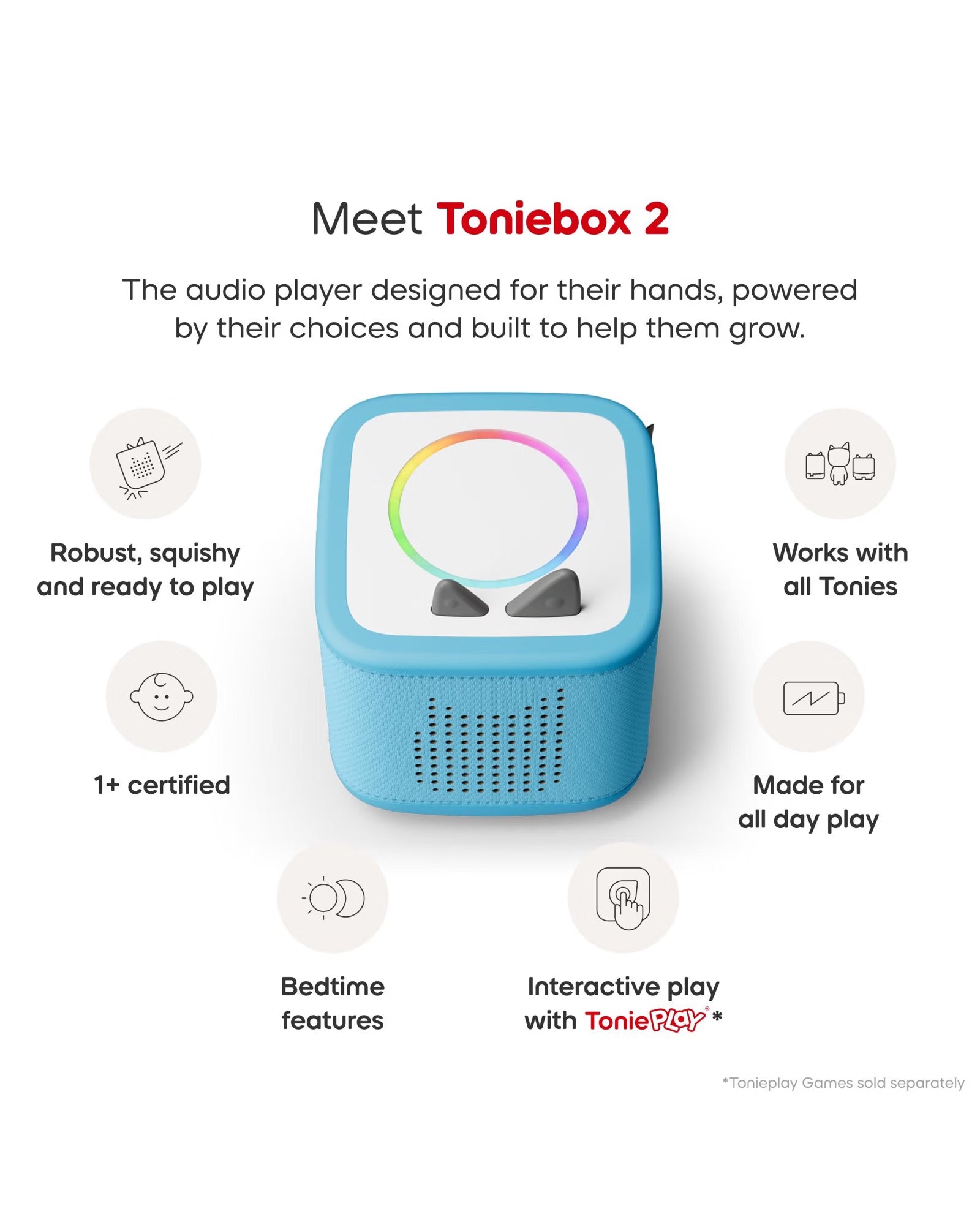 Toniebox 2 Sky Blue & Creative Tonie Rubie Spotty Dot Toys