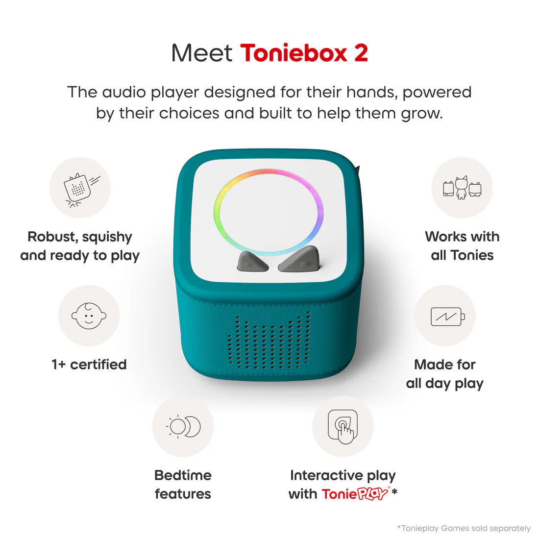 Toniebox 2 Tropical Teal & Creative Rubie Tonie Spotty Dot Toys
