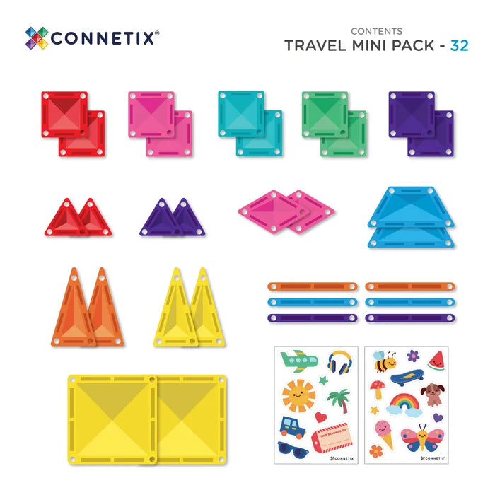 Travel Pack Mini 32 Pieces Connetix Magnetic Tiles Spotty Dot Toys