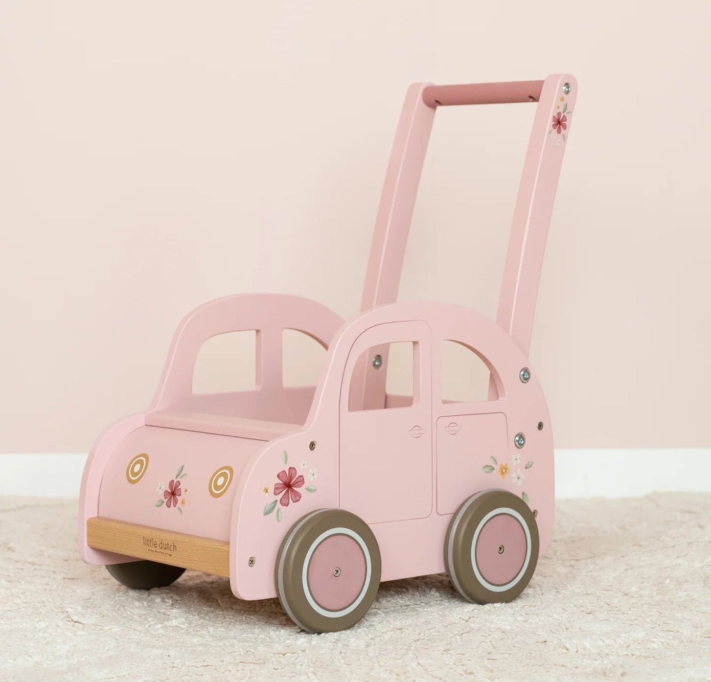 Vintage Baby Pink Car Walker Spotty Dot Toys