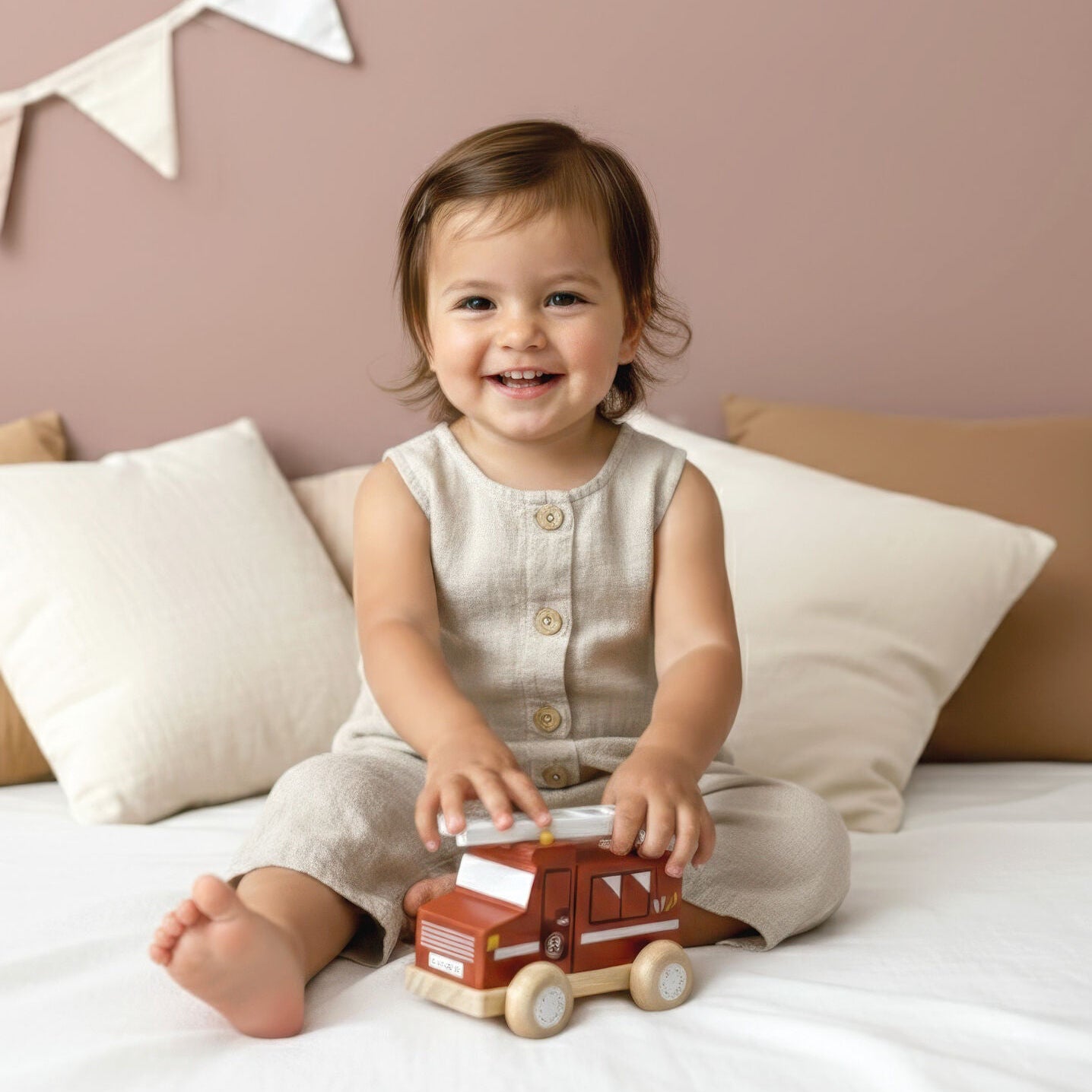Wooden Fire Truck Speedy Monkey Spotty Dot Toys