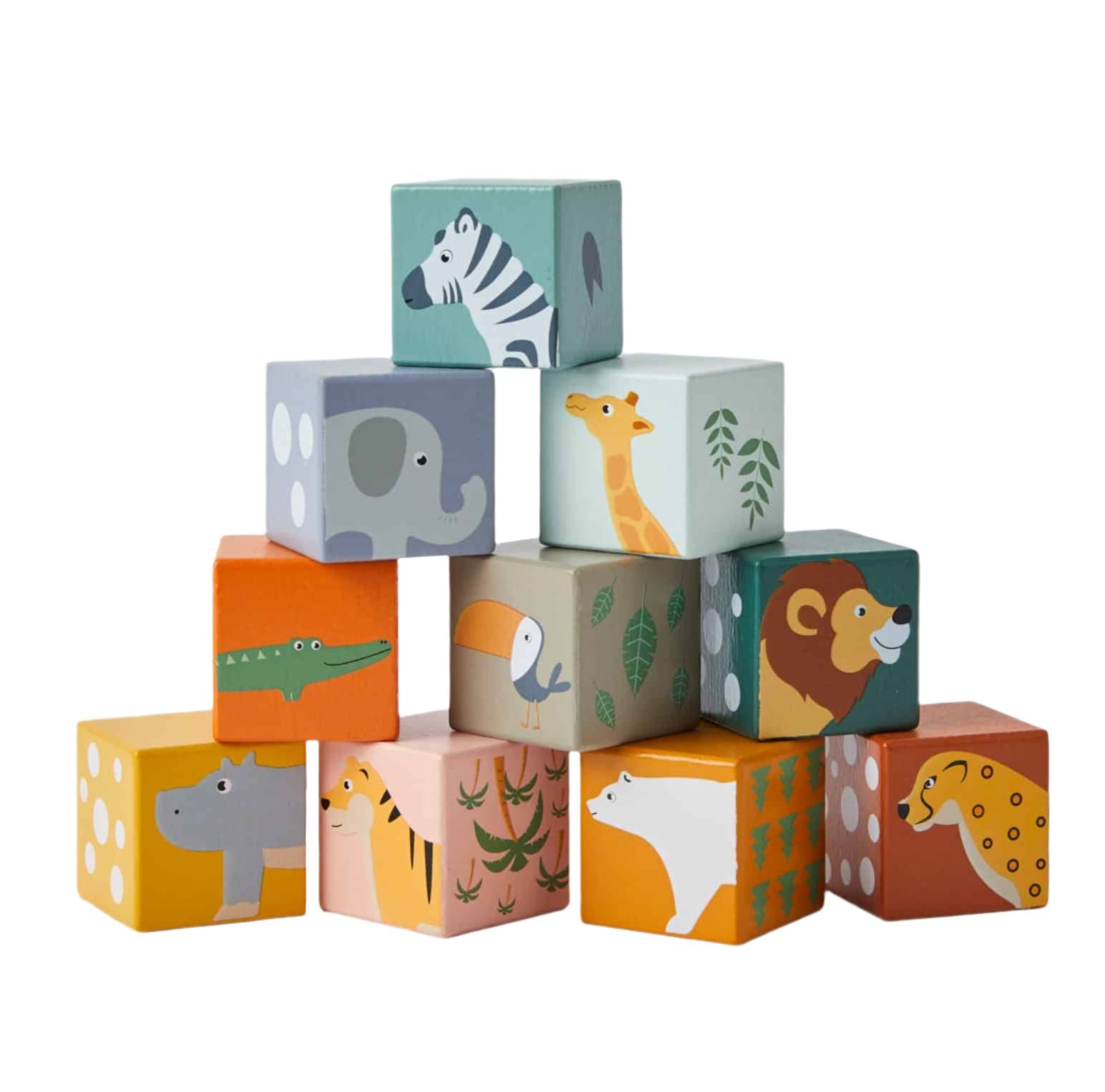 10 Piece Animal Number Blocks Spotty Dot Toys