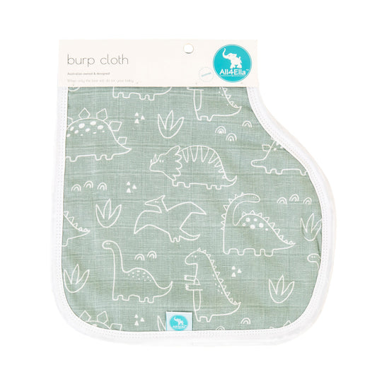 Burp Cloth Sage Dino - Spotty Dot Kids