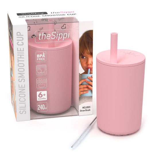 Coral Pink - Silicone Sippy Smoothie Cup Spotty Dot 