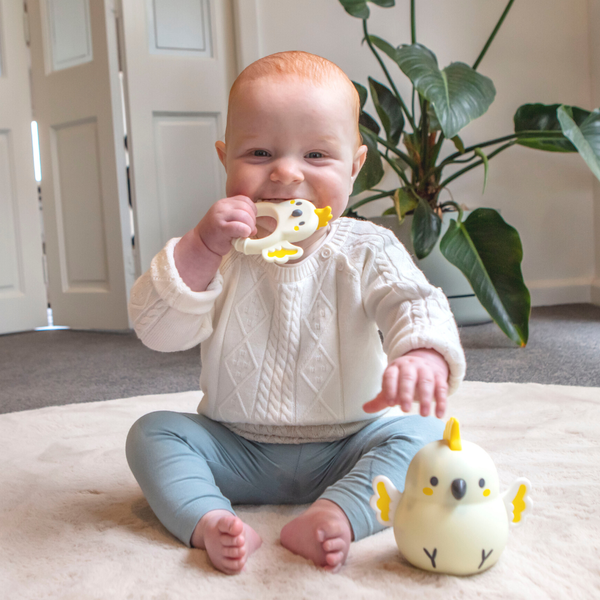 Silicone Teether & Roly Poly - Cockatoo - Spotty Dot AU