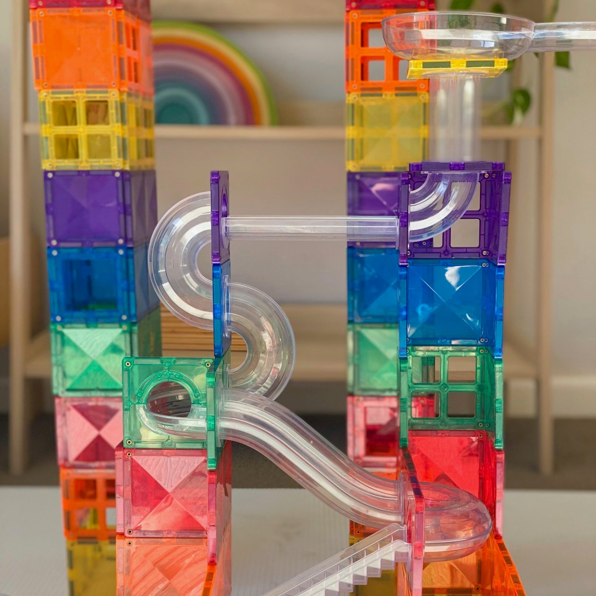 Connetix Magnetic Tiles 92 Piece Rainbow Ball Run Pack Spotty Dot Toys