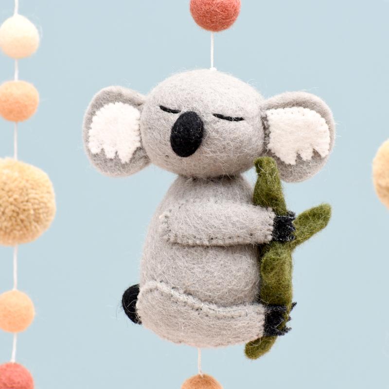 Koala Sleeping Felt Fair Trade Mobile Spotty Dot Toys