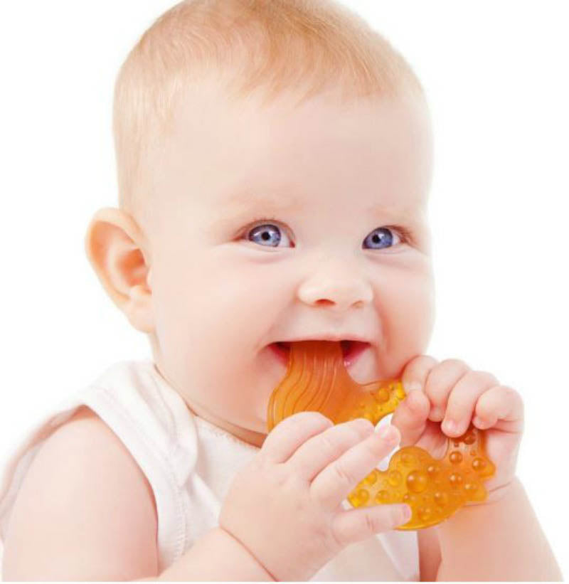 Natural Hevea Rubber Baby Teether Fish Spotty Dot Baby