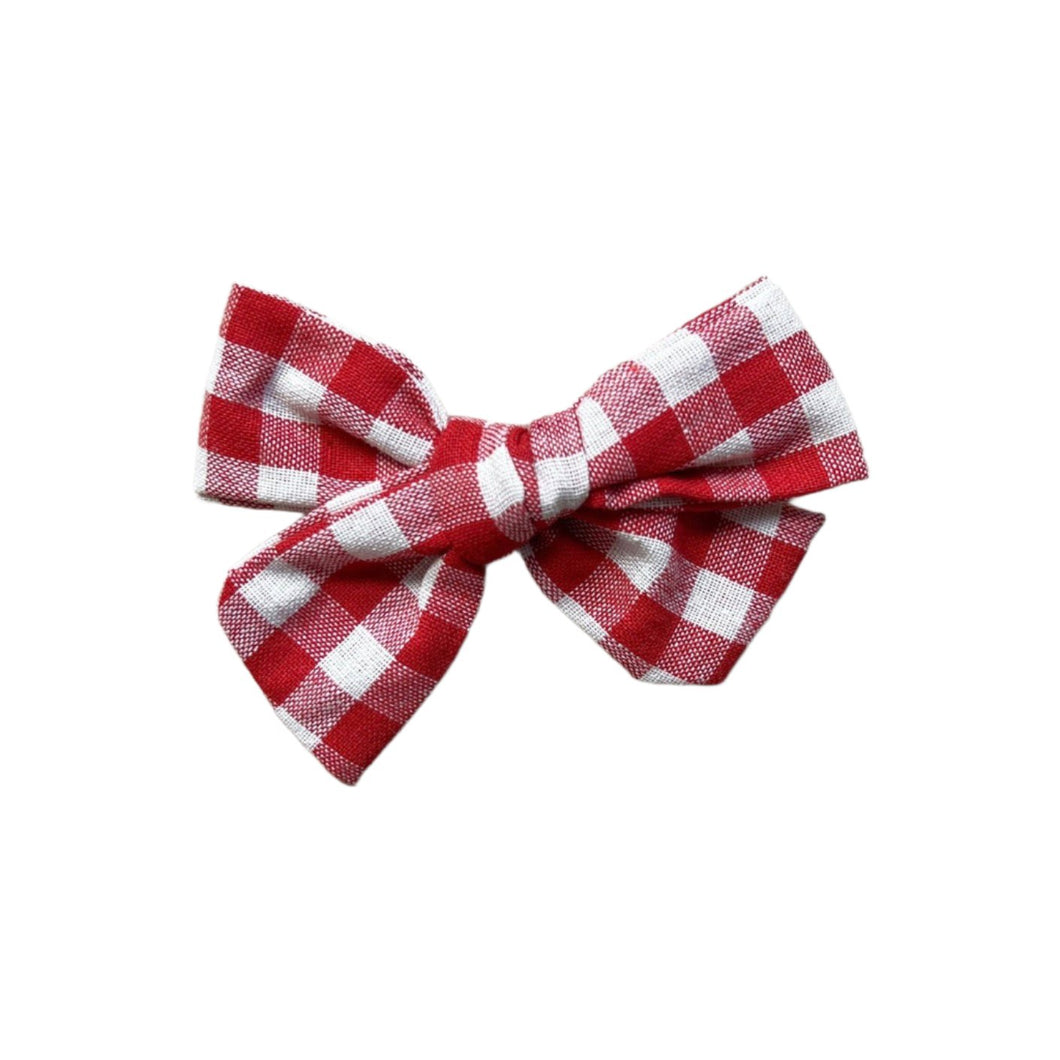Red Gingham Pinwheel Bow Headband  Spotty Dot 