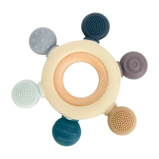 Silicone Sensory Teether Blue Spotty Dot AU