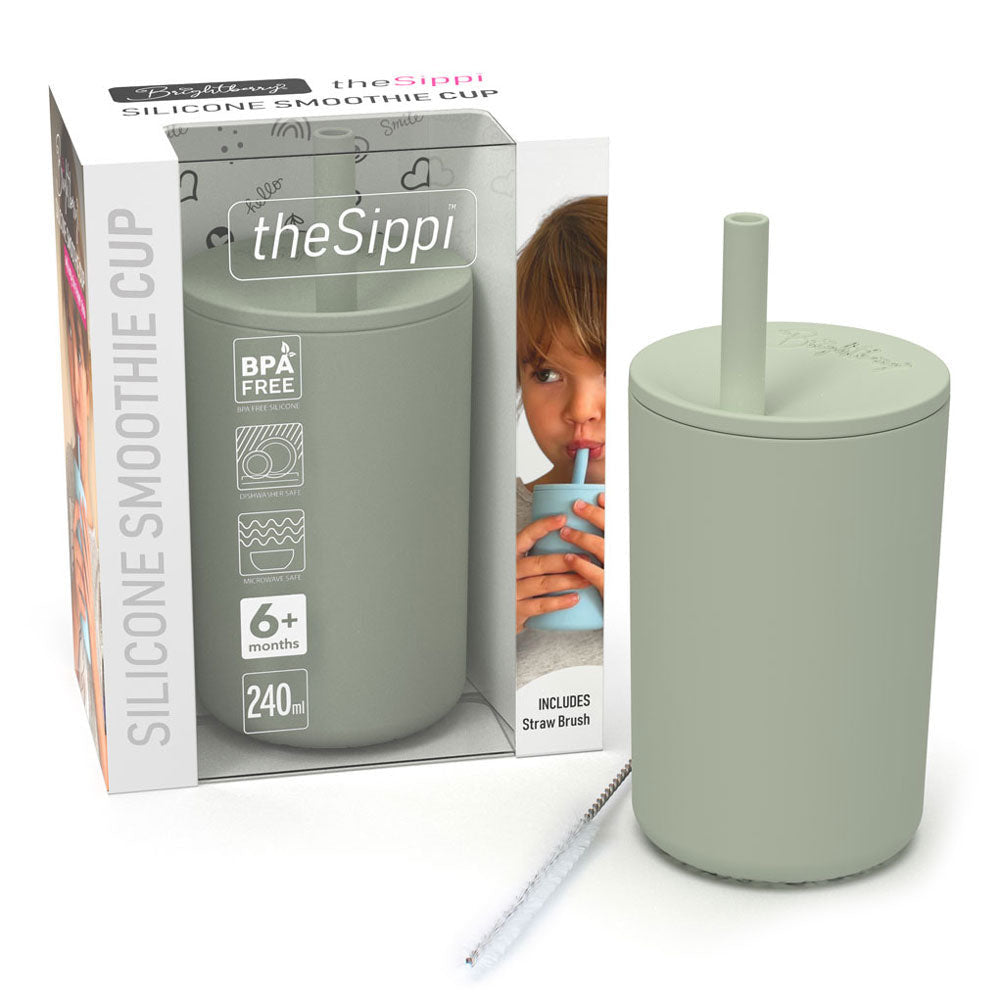 Sage Silicone Sippy Smoothie Cup Spotty Dot 