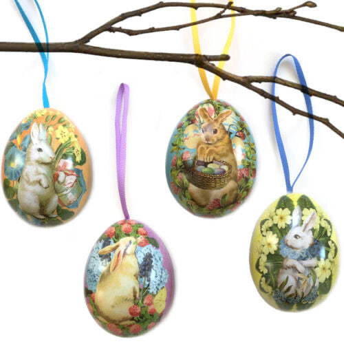 Decorative Tin Bunny Easter Egg - Spotty Dot AU