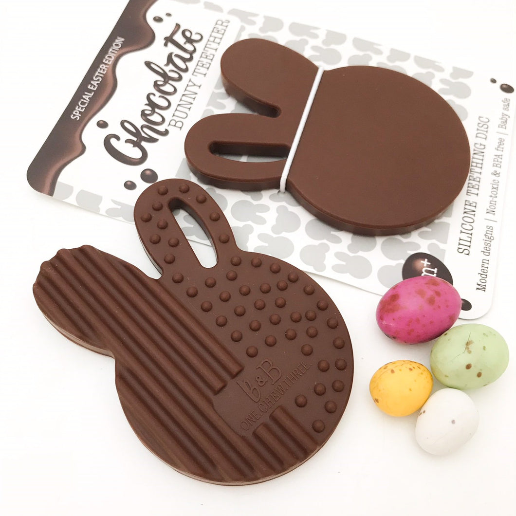 Chocolate Bunny Silicone Teething Disk - Spotty Dot AU